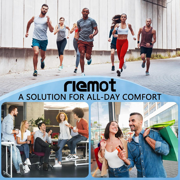 riemot Terry Cloth Sockless Insoles for Men Arch Support Barefoot Shoe Inserts with Cushioning for Running,Work–Breathable,Absorbs Moisture &amp; Plantar Fasciitis