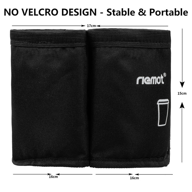 riemot Luggage Travel Cup Holder Free Hand Drink Carrier - Hold Two Coffee Mugs No Spill - Fits Roll on Suitcase Handles