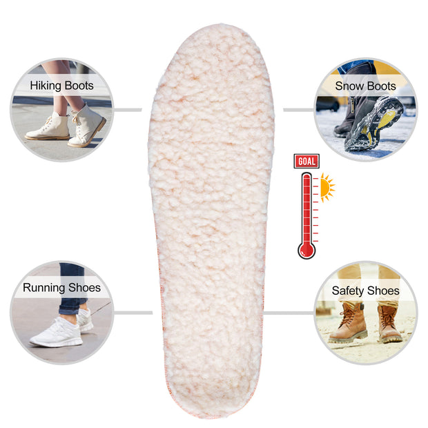 Warm Wool Insoles for Women Cushion Thermal Winter Inserts for Boots Shoes Replacement Soft Lambswool Inner Sole Comfort Sheepskin Fleece Liners