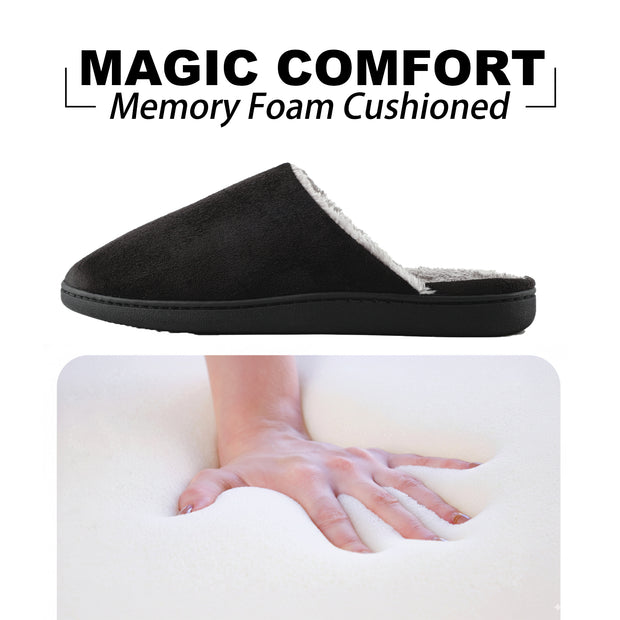 riemot Mens Furry House Slippers Memory Foam Bedroom Shoes Cushioned Lightweight Home Shoe with Thicken Sole Indoor Outdoor Travel Slipper