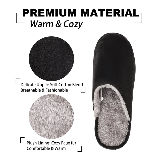 riemot Mens Furry House Slippers Memory Foam Bedroom Shoes Cushioned Lightweight Home Shoe with Thicken Sole Indoor Outdoor Travel Slipper