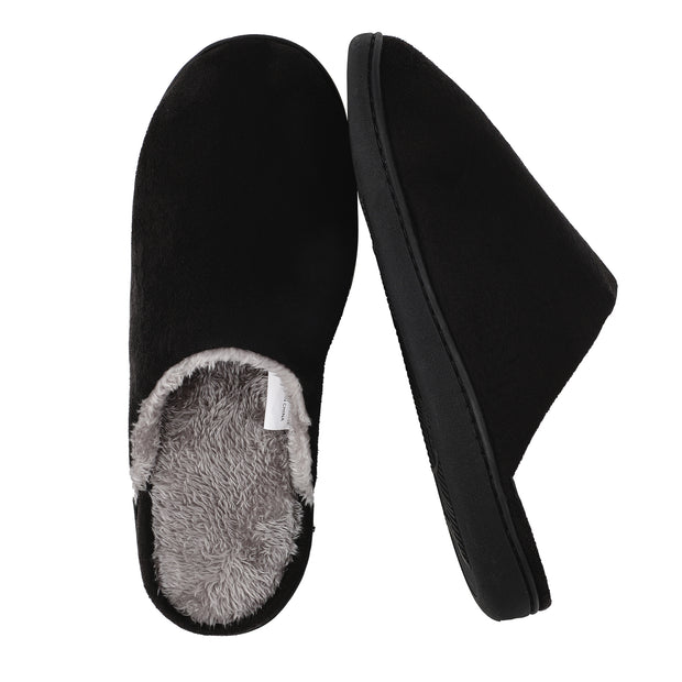 riemot Mens Furry House Slippers Memory Foam Bedroom Shoes Cushioned Lightweight Home Shoe with Thicken Sole Indoor Outdoor Travel Slipper