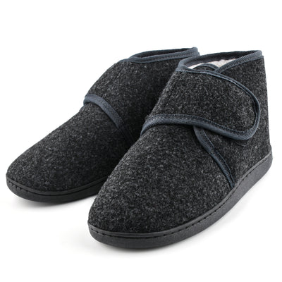 TIESTRA Men's Comfort Diabetic Shoes Memory Foam Velcro House Shoes For Arthritis Edema Swollen Indoor Outdoor Slippers