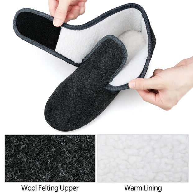 TIESTRA Men's Comfort Diabetic Shoes Memory Foam Velcro House Shoes For Arthritis Edema Swollen Indoor Outdoor Slippers