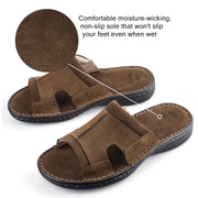 Mens Leather Slide Sandals Comfortable Lightweight Summer Casual Beach Slides for Men Indoor & Outdoor slip on sandals