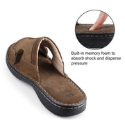 Mens Leather Slide Sandals Comfortable Lightweight Summer Casual Beach Slides for Men Indoor & Outdoor slip on sandals