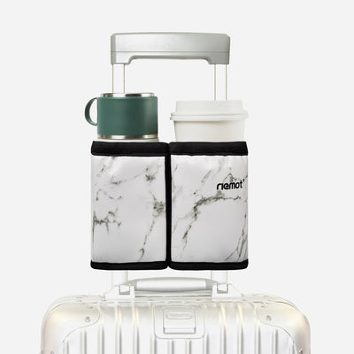 riemot Luggage Travel Cup Holder Perfect Gifts for Frequent Travelers(Leather Marble)