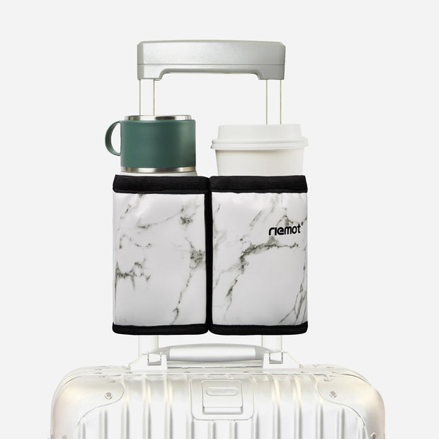 riemot Luggage Travel Cup Holder Perfect Gifts for Frequent Travelers(Leather Marble)