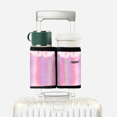 riemot Luggage Travel Cup Holder Perfect Gifts for Frequent Travelers(Glitter Pink)