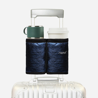 riemot Luggage Travel Cup Holder Perfect Gifts for Frequent Travelers(Glitter Navy)