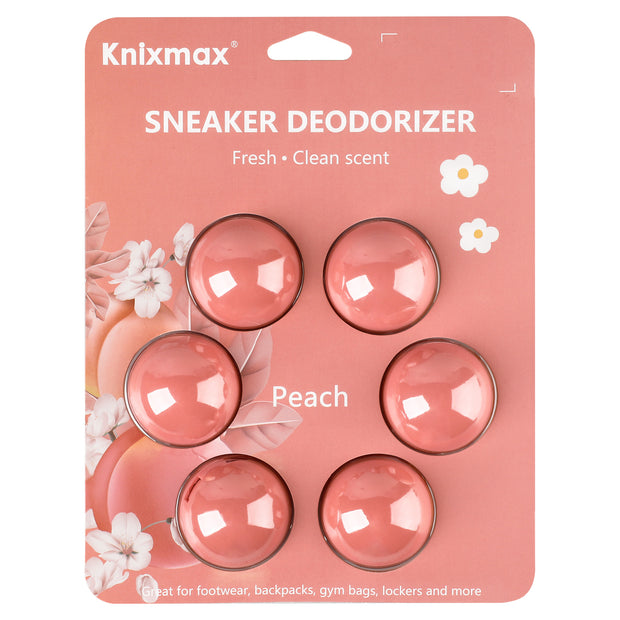 Knixmax Sneaker Deodorizer Balls Odor Eater for Shoes Gym Bag Locker Car Air Freshener Peach Pink 6 Packs