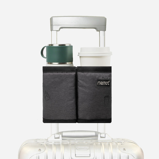 riemot Luggage Travel Cup Holder Perfect Gifts for Frequent Travelers(Grey)-Upgraded embroidered LOGO