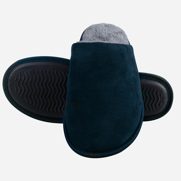 riemot Men's Furry Warm Slippers (Navy)