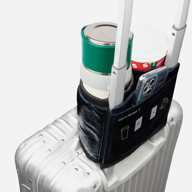 riemot Luggage Travel Cup Holder Perfect Gifts for Frequent Travelers(Glitter Navy)
