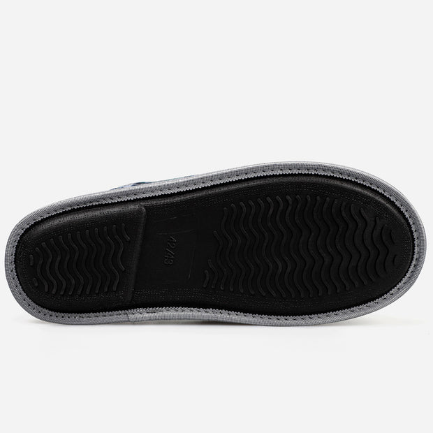 riemot Women's Men's Furry Warm Slippers (Black White)