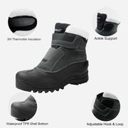 riemot Women's Slip On Grey Snow Boots Waterproof Comfortable Anti-Slip Boots
