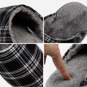riemot Women's Men's Furry Warm Slippers (Black White)