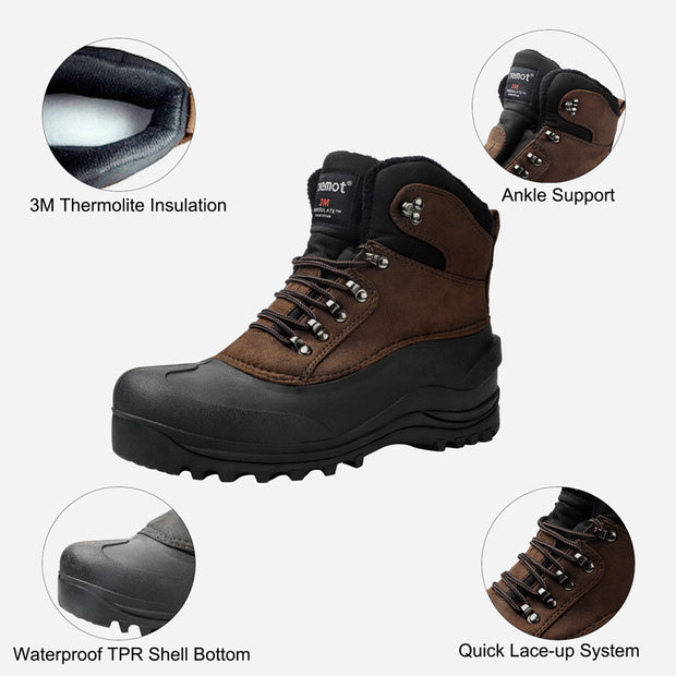 riemot Men's Winter Boots Brown Snow Boots(Upgraded Version)
