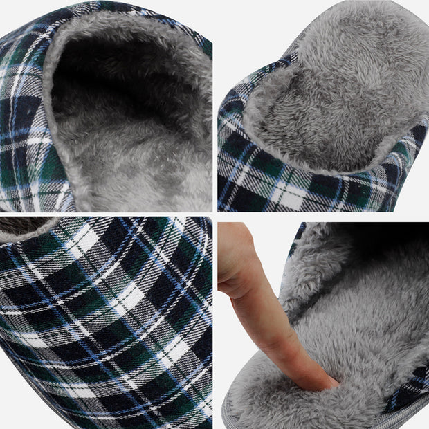 riemot Men's Furry Warm Slippers (Blue)