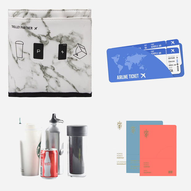 riemot Luggage Travel Cup Holder Perfect Gifts for Frequent Travelers(Leather Marble)