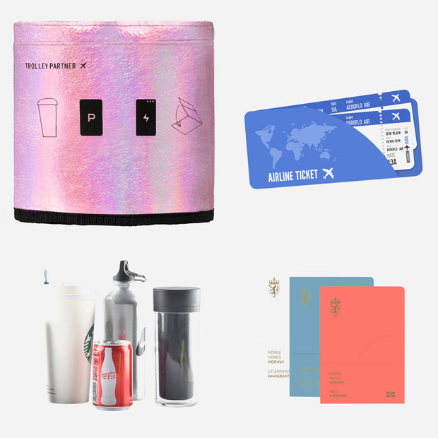 riemot Luggage Travel Cup Holder Perfect Gifts for Frequent Travelers(Glitter Pink)