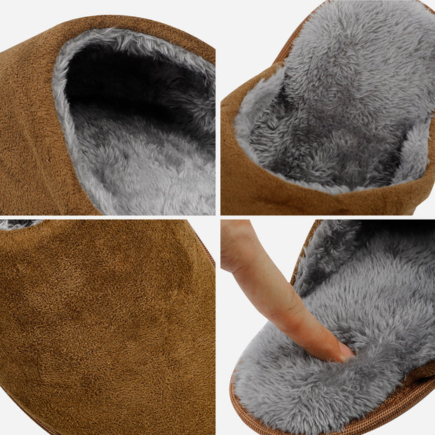 riemot Men's Furry Warm Slippers (Brown)