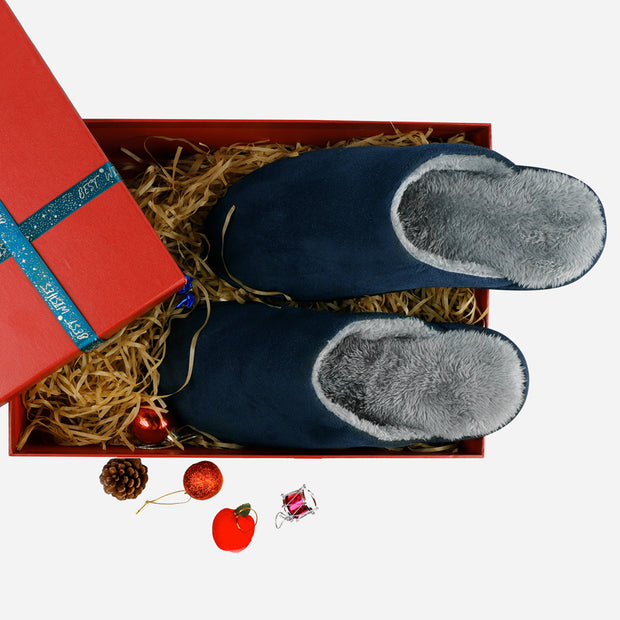 riemot Men's Furry Warm Slippers (Navy)