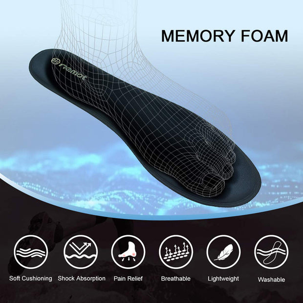 riemot Men's Memory Foam Insoles Grey Innersoles for Running Shoes Work Boots