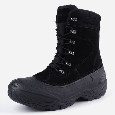 Knixmax Men's Snow Boots Black Waterproof Sole Winter Boots