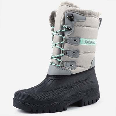Knixmax Women's Snow Boots Lite Grey Waterproof Sole Fur Lined Winter Boots(Upgraded Version)