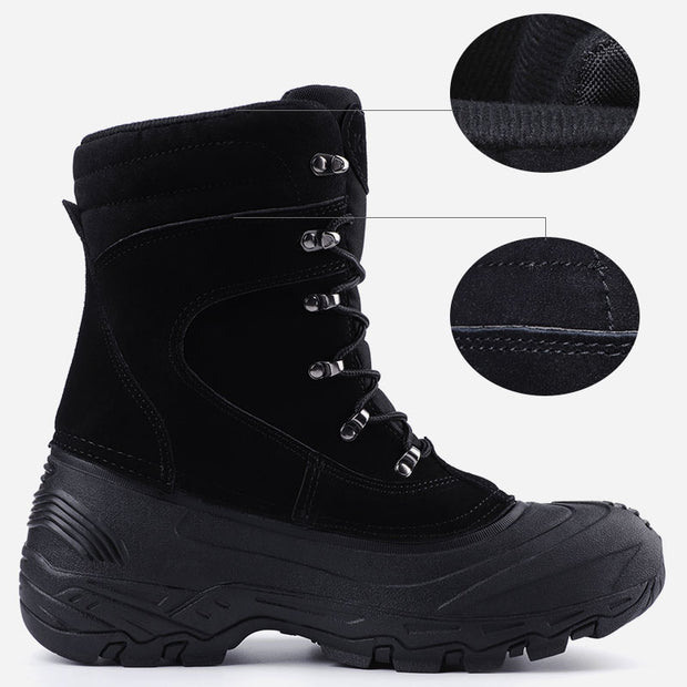 Knixmax Men's Snow Boots Black Waterproof Sole Winter Boots