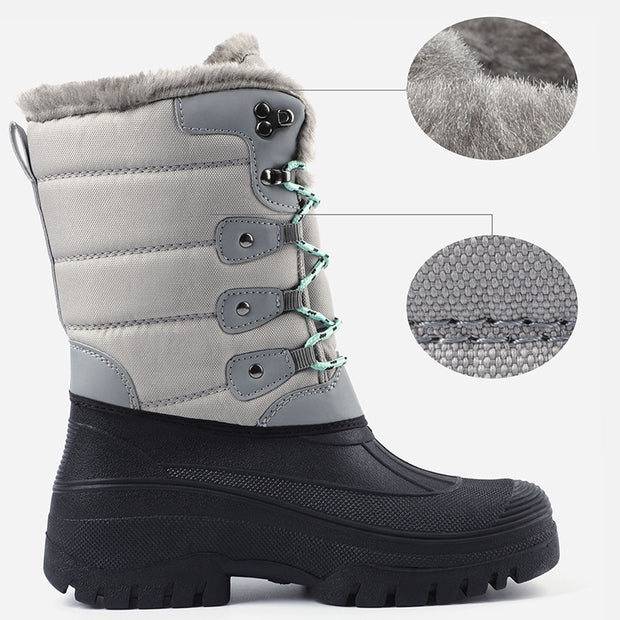 Knixmax Women's Snow Boots Lite Grey Waterproof Sole Fur Lined Winter Boots(Upgraded Version)