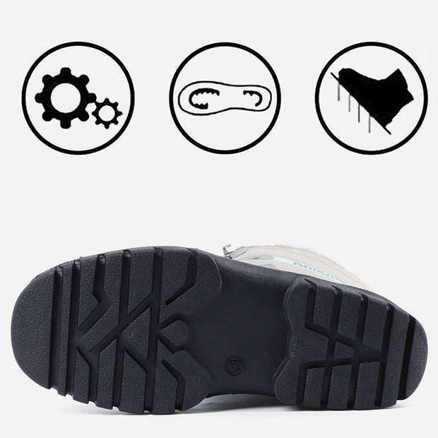 Knixmax Women's Snow Boots Lite Grey Waterproof Sole Fur Lined Winter Boots(Upgraded Version)