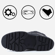 Knixmax Women's Snow Boots Black Waterproof Sole Fur Lined Winter Boots(Upgraded Version)