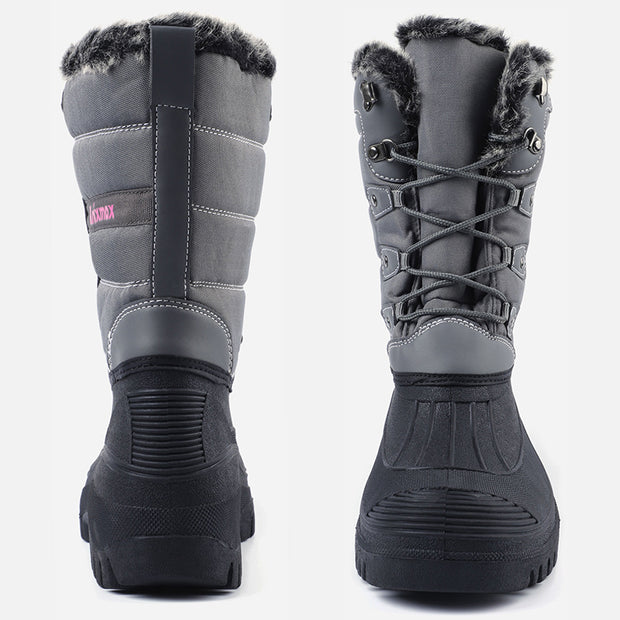 Knixmax Women's Snow Boots Grey Waterproof Sole Fur Lined Winter Boots(Upgraded Version)