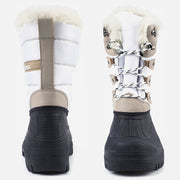 Knixmax Women's Snow Boots White Waterproof Sole Fur Lined Winter Boots(Upgraded Version)