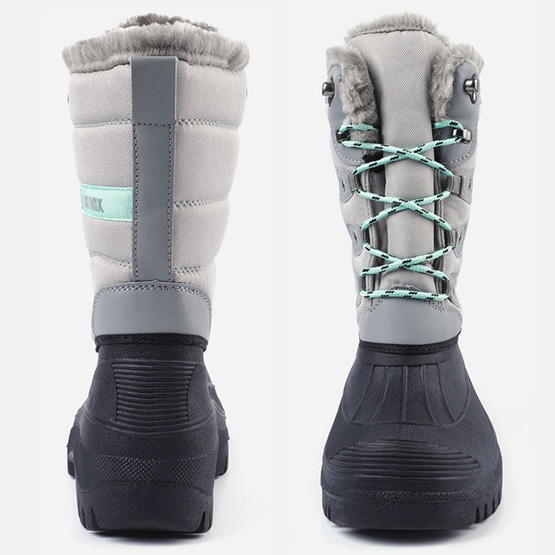 Knixmax Women's Snow Boots Lite Grey Waterproof Sole Fur Lined Winter Boots(Upgraded Version)