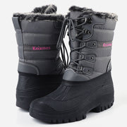 Knixmax Women's Snow Boots Grey Waterproof Sole Fur Lined Winter Boots(Upgraded Version)