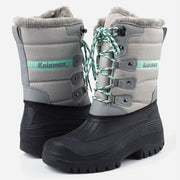 Knixmax Women's Snow Boots Lite Grey Waterproof Sole Fur Lined Winter Boots(Upgraded Version)
