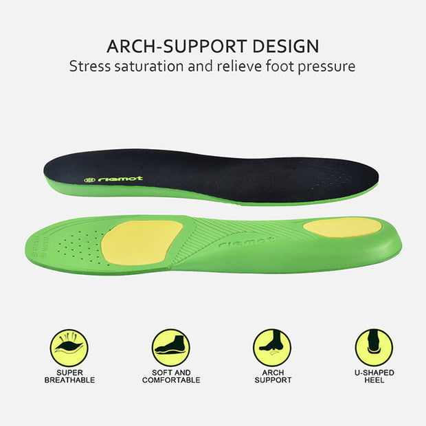riemot Men's Orthotic Sport Insoles Black Full Length Inner Soles with Arch Support